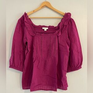 Monsoon Fuchsia Blouse with Ruffle Trim